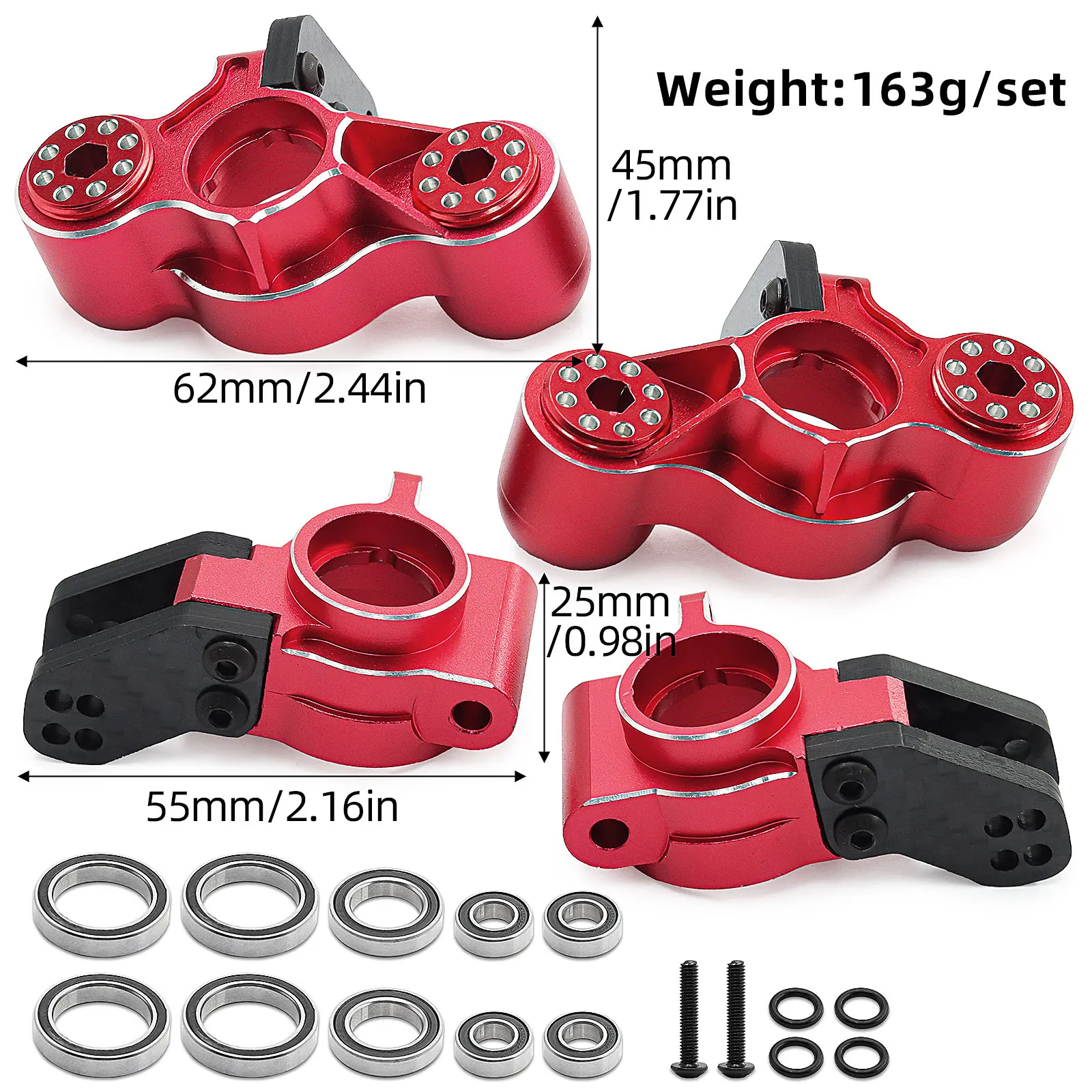 Metal Front Steering Block & Rear Hub Carrier for ARRMA 1/7 Infraction Limitless 1/8 Karton Typhon Outcast 6S BLX RC Car Upgrade