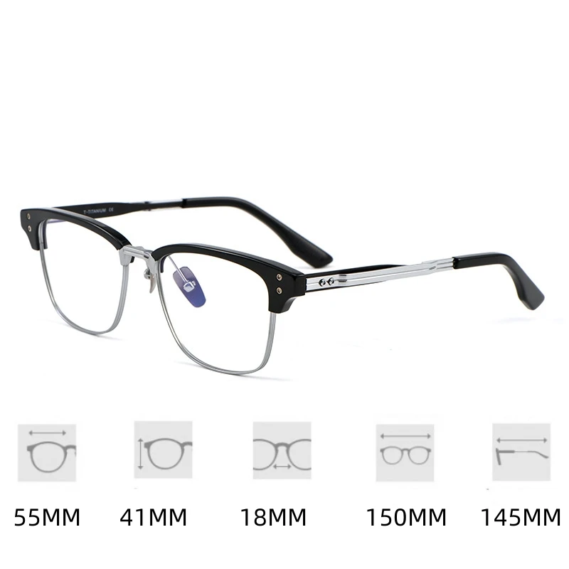 FIRADA Fashion Luxury Eyewear Women\'s New Vintage Square Titanium Eyeglasses Optical Prescription Glasses Frame For Men DTX132S