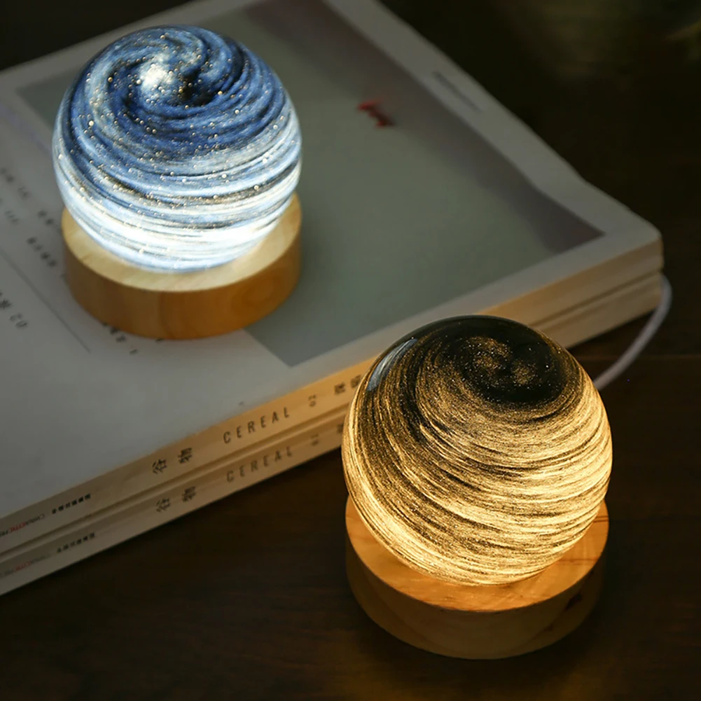 Lâmpada planetária 3D para quarto, luz noturna romântica, escurecimento contínuo, criativo, 3 cores, presentes de Natal e aniversário, 80mm