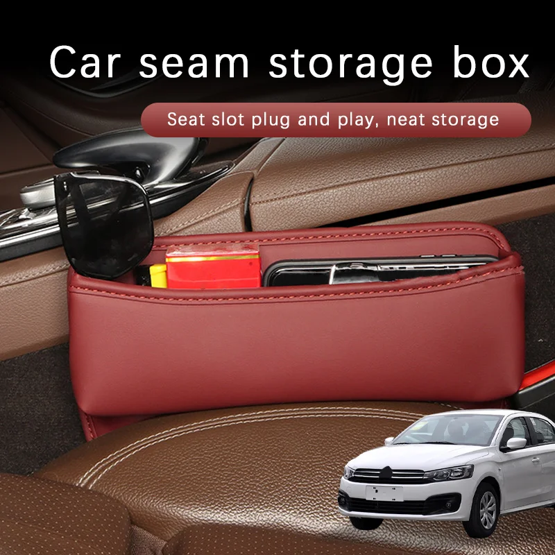 

Car Seat Gap Storage Box Driver Front Auto Seat Gap Filler Organizer Wallet Keys Card Storage Box For Citroen C-ELYSEE