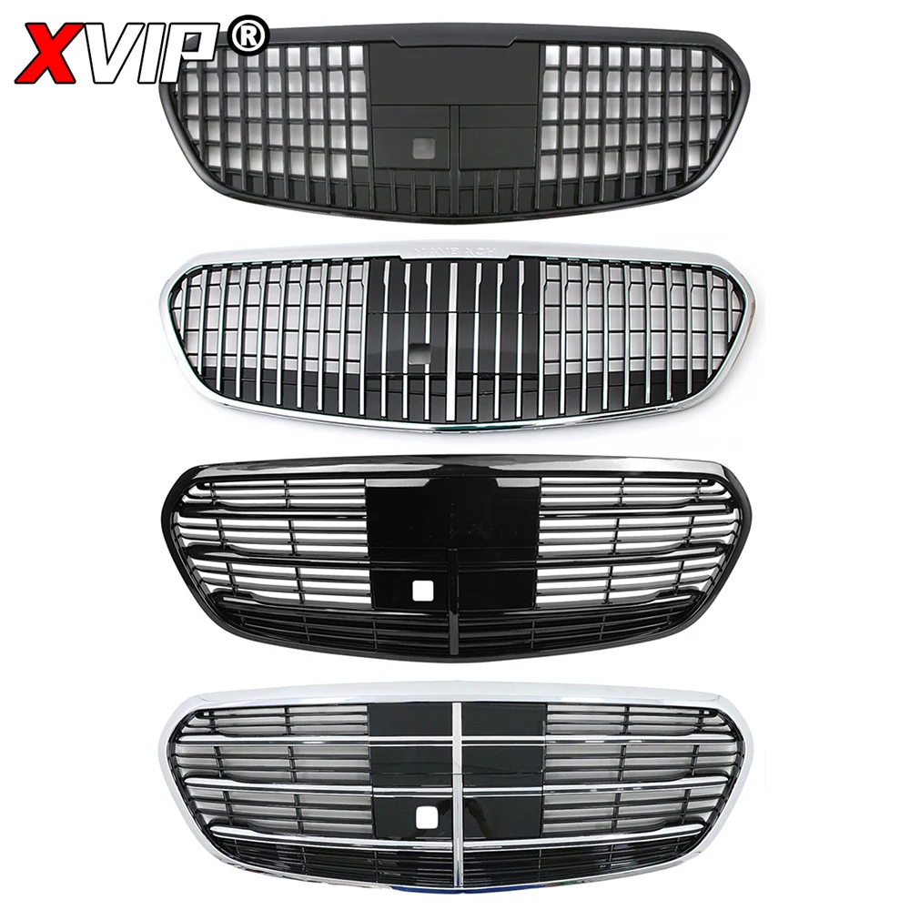 XVIP Glossy Black Maybach Style Front Bumper Grille For Mercedes Benz S-Class W223 S450L S500 S580 21-24 AMG Style Racing Grille