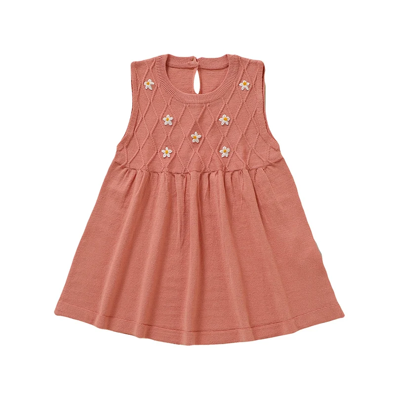 

Fresh Floral Print Sleeveless Knee-length Baby Girls A-line Dresses Soft Pleated Babies Casual Wear One-piece Dress