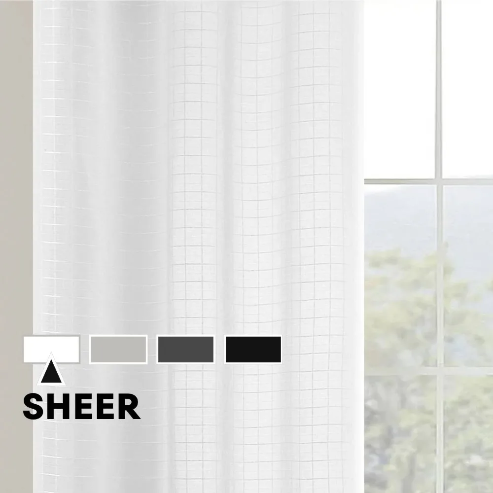 Sheer White Window Curtain Panel Pair Set of 2 for Home Decor 38 Inches Wide by 84 Inches Long