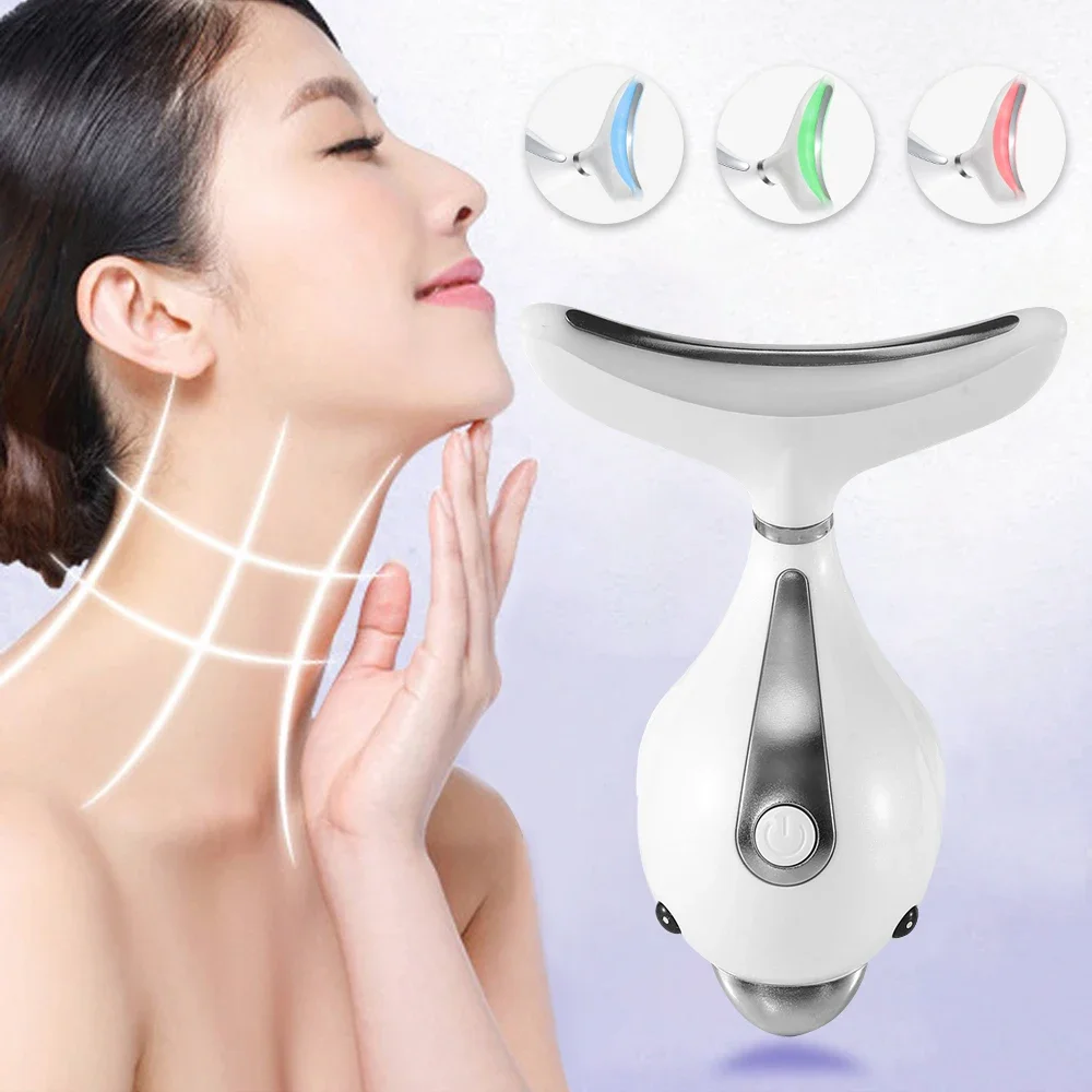 Neck Lifting Beauty Photon Therapy Heating Anti-Wrinkle Removal RF Facial Neck Massager Double Chin Remove Face Massge Skin Care