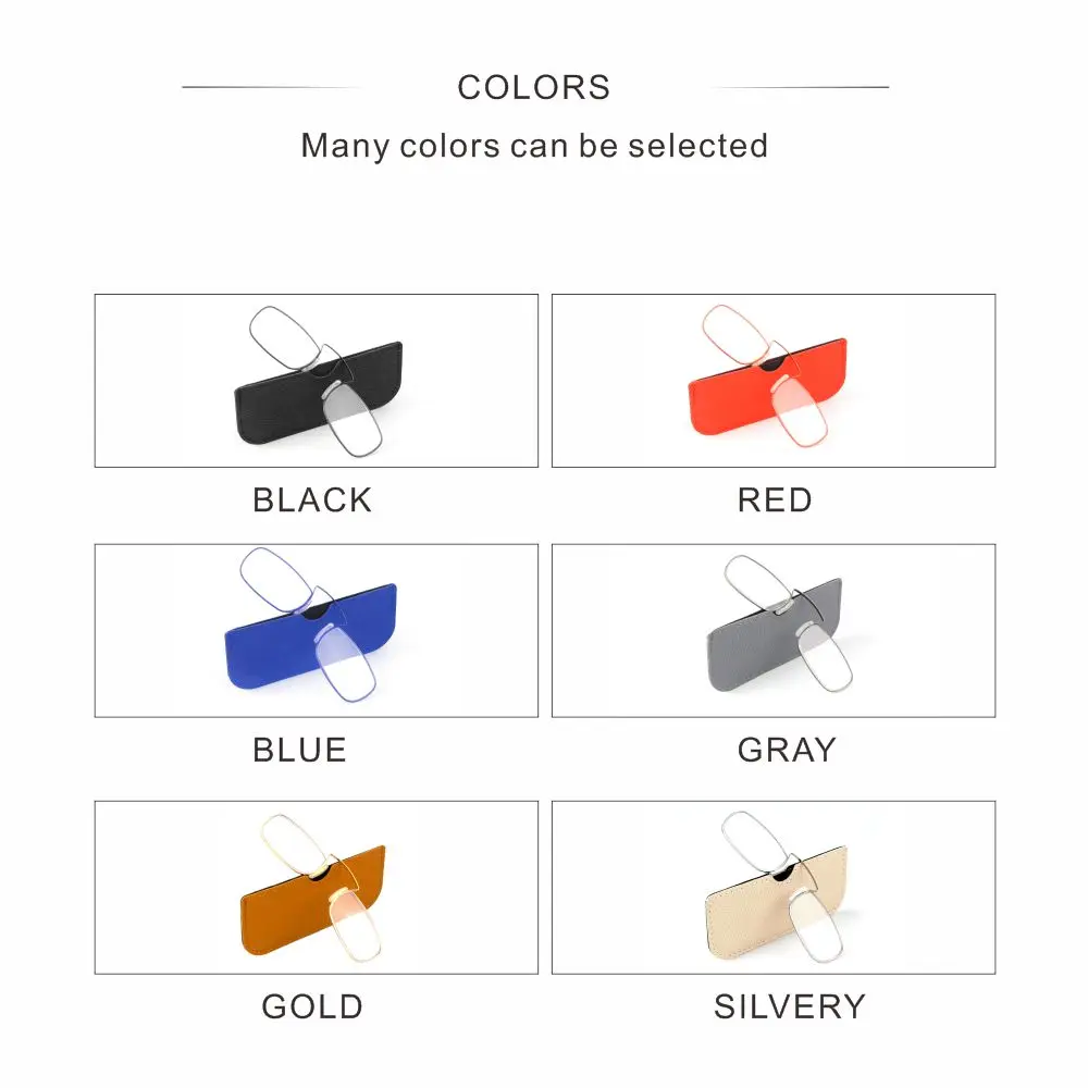 Portable Reading Glasses for Men Prescription Glasses Clip Nose with Out Temple Rectangle Metal with Case +1 1.5 2 2.5 3 - Image 4