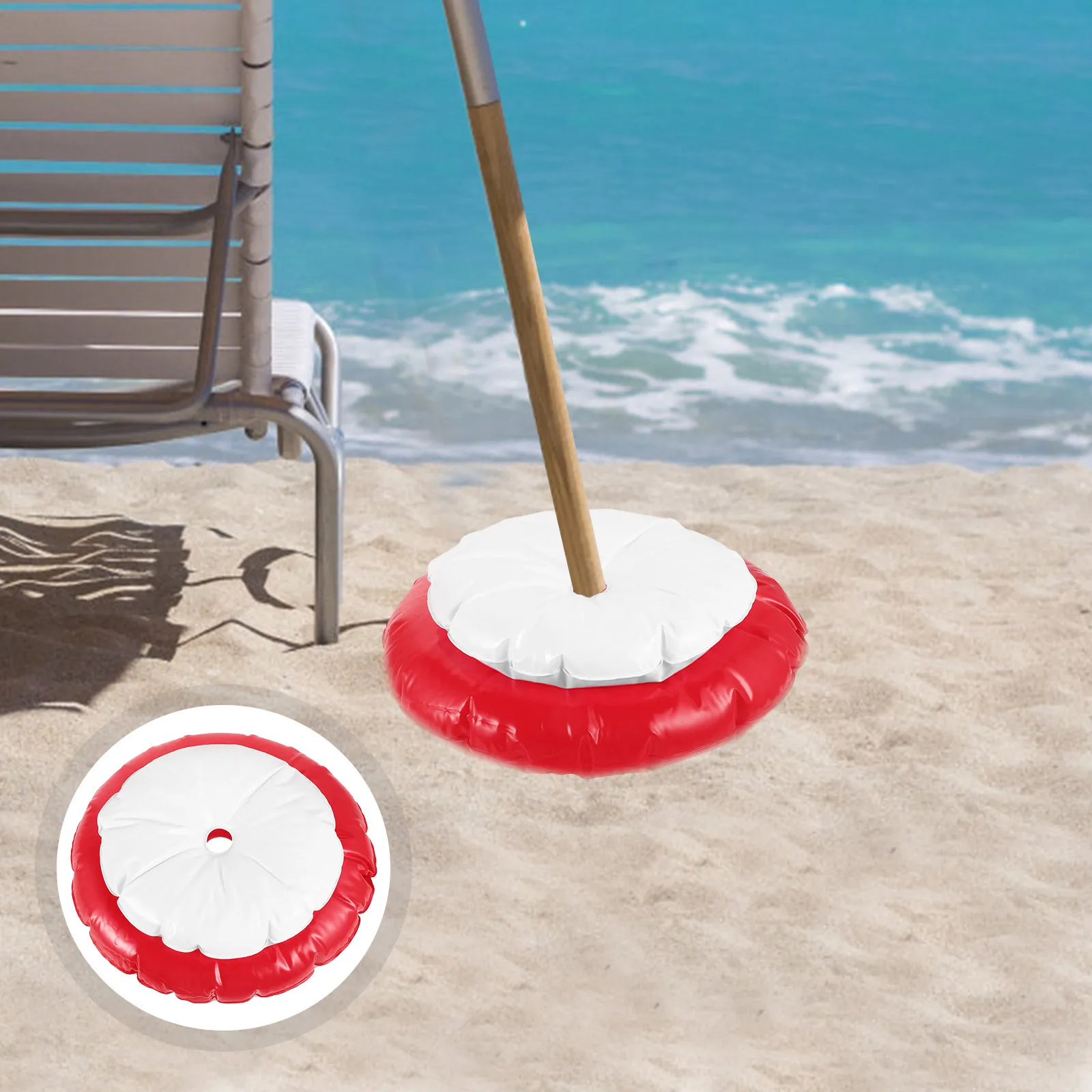 

2Pcs Sunshade Umbrella Base Water Injection Bag Windproof Beach Stand Easy Release Foldable Sturdy Lightweight