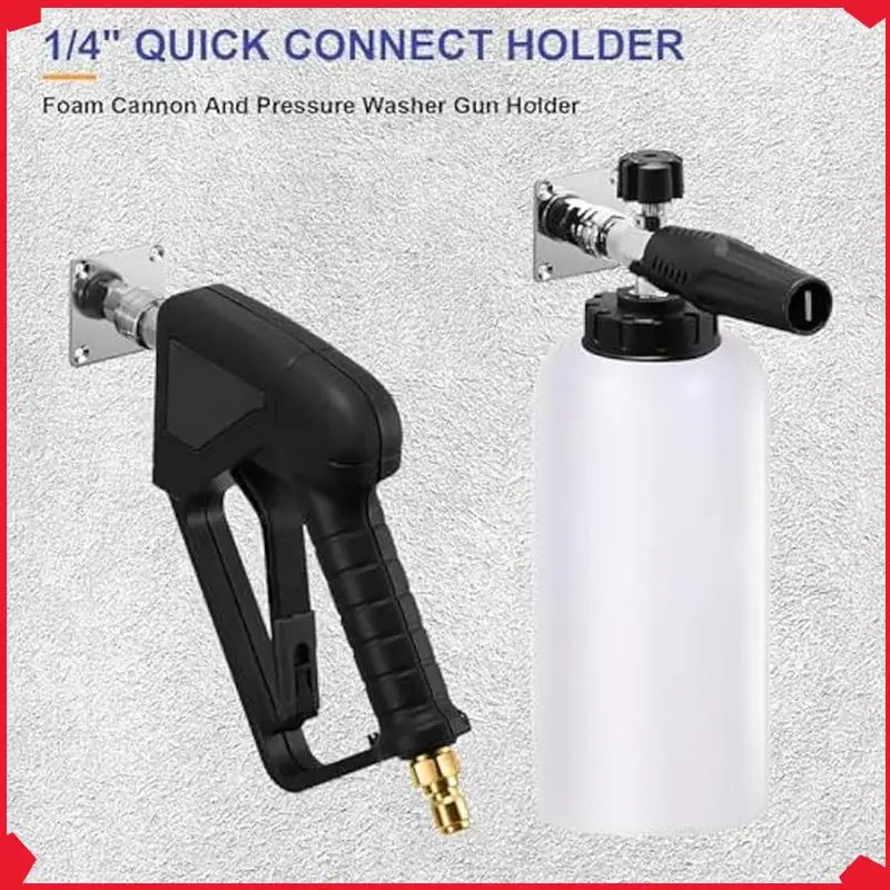 

B17B Wall Mount Pressure Washer Holder Foam Cannon Mount 1/4" Quick Connect Automatic Foam Cannon Mount Pressure Washer Accessor