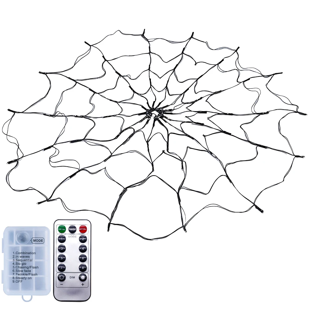 أضواء خارجية لتزيين شبكة العنكبوت للهالوين 70 مصباح LED مع إضاءة عملاقة عنكبوتية قطيفة للديكور الداخلي والخارجي #2