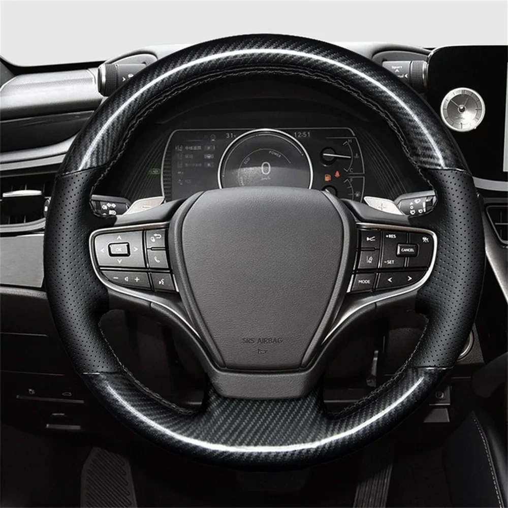 

Customization Hand Sewing Anti Slip Carbon Fiber Car Steering Wheel Cover Interior Accessories For Lexus ES300h ES350 2019-2021