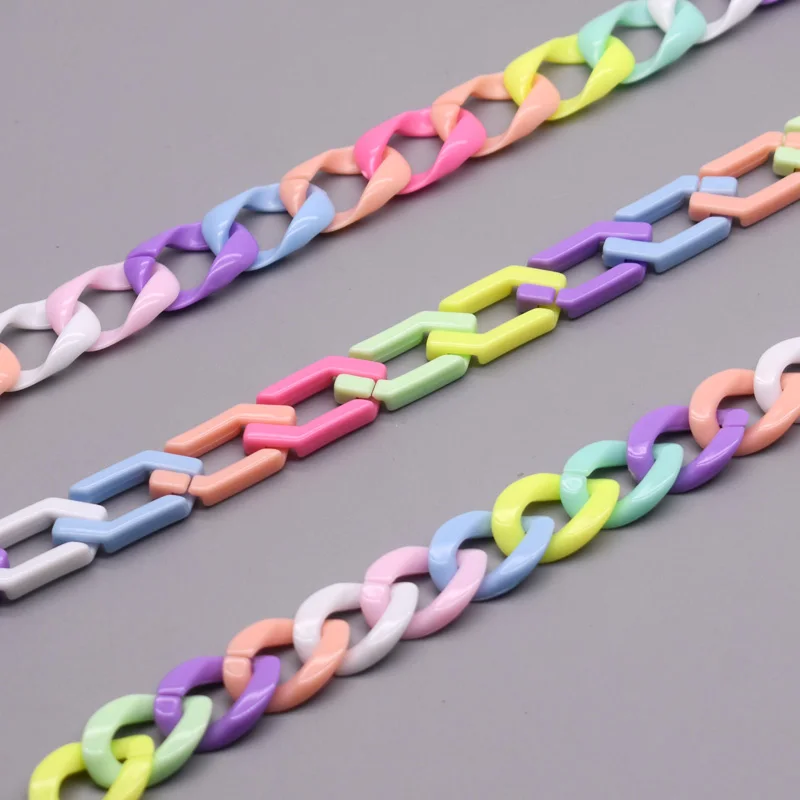 

17x24mm Colorful Twiste Acrylic Link Chain Hook Clasp Candy cloud Color Connector Opening Acrylic Chain Link for Jewelry Making