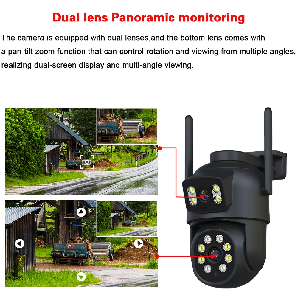16CH Wireless NVR System Outdoor 4K Dual Lens PTZ Wifi Camera Auto Tracking Home CCTV Security Surveillance Kit 4CH 2 Way Audio