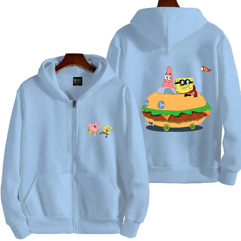 Hamburg SpongeBob SquarePants Patrick Star2026 New Fashion Cartoon Anime Street Sports Men's Zipper Shirt Women's Couple Hoodie