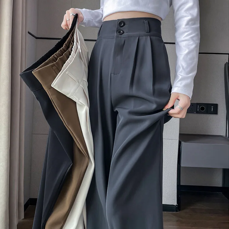 Women'S Loose Spring Summer 2024 New High Waist Wide Legs Slim Casual Trousers Korean Fashion Trend Female Suit Straight Pants