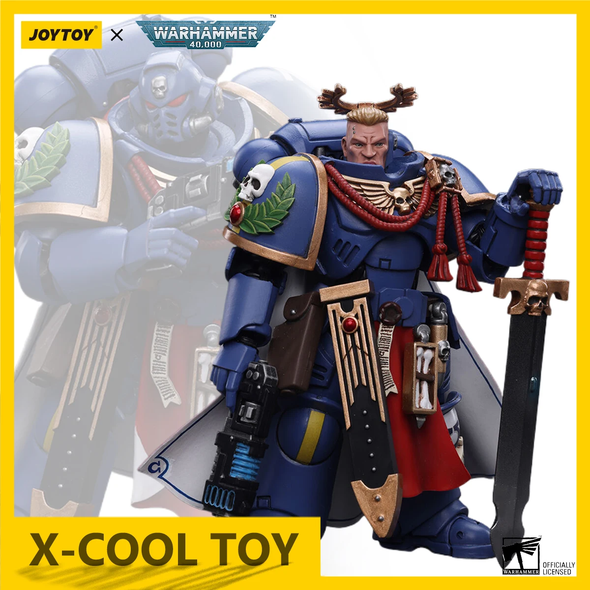 JOYTOY Warhammer 40k Ultramarines Action Figure 1/18Primaris กัปตัน Power Sword & พลาสม่าปืนพก Joint Movable รูปของเล่น