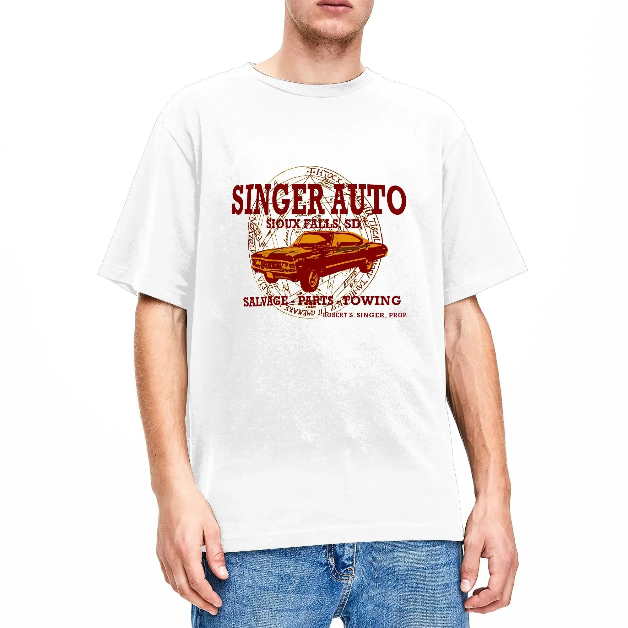 Streetwear T Shirt Summer SINGER AUTO Impala Supernatural Hip Hop T-Shirts Cotton Tee Shirt for Men Y2K Basic Short Sleeve Tops