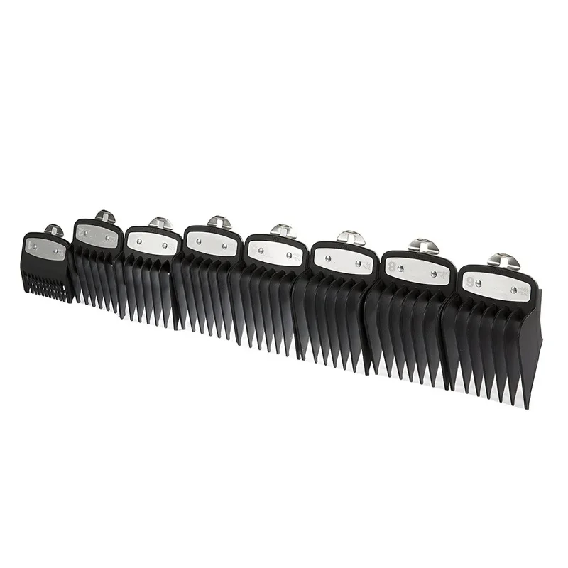 8pcs/set , Professional Premium Cutting Guide comb with Metal Clip For wahl many hair clippers ， '1/16'in to '1'in Set