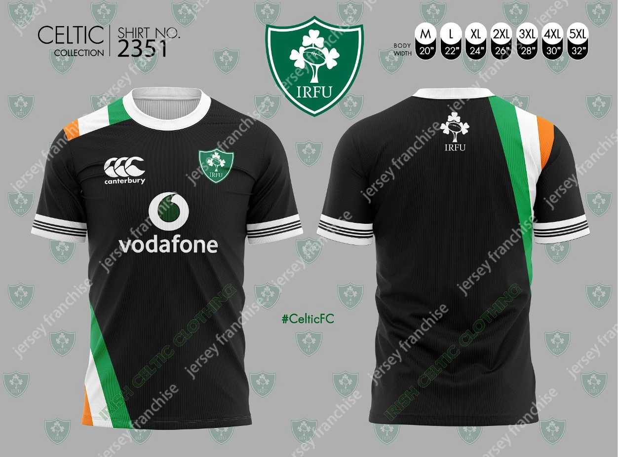 2025 New Men's Quick-drying T-shirt Irish Rugby Jersey Comfortable Sports Breathable Sweat-absorbing Short-sleeved Top