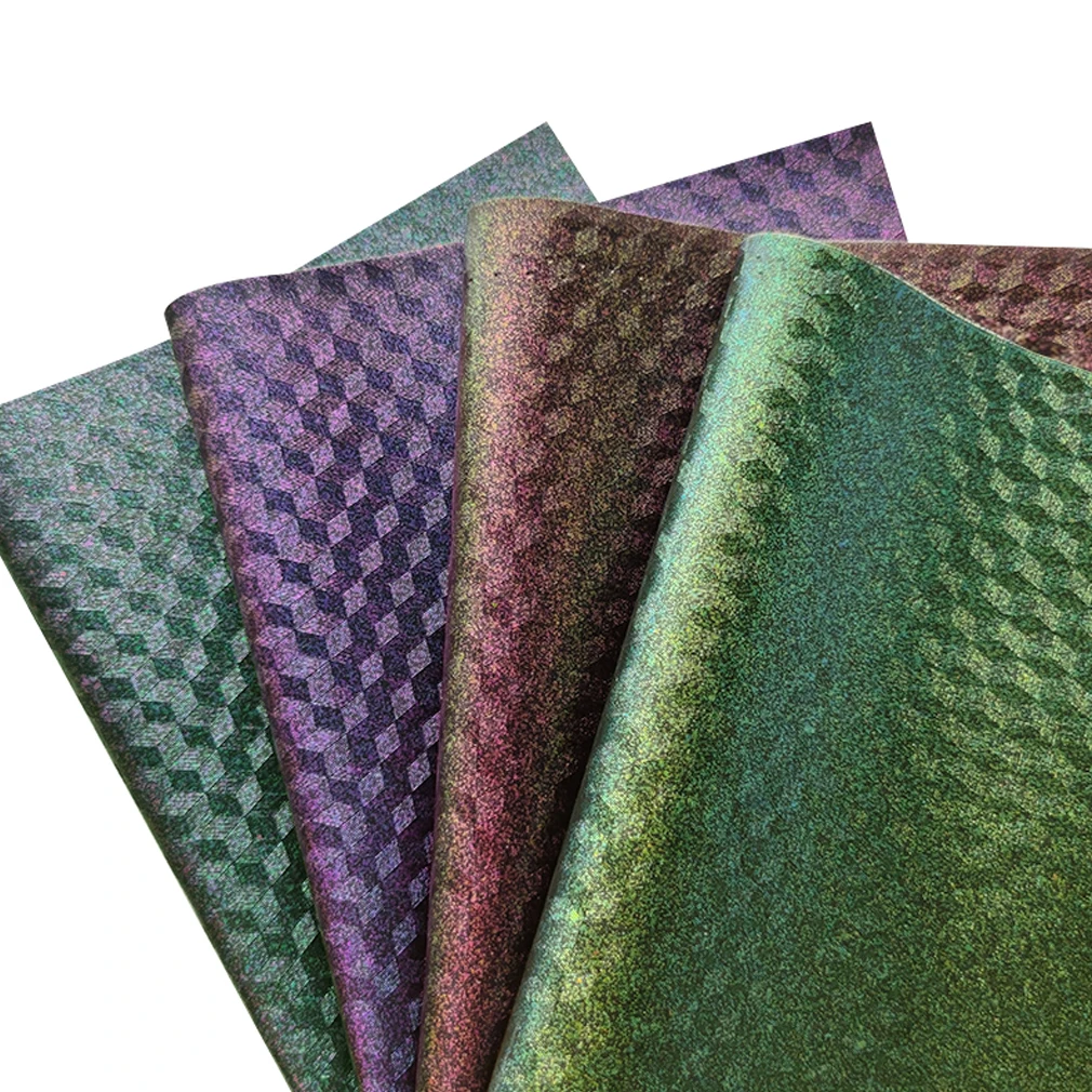 Geometric Rhombus With fine glitter Faux Leather Fabric For Upholstery Interior Car DIY Crafts Making Sofa Bows Handbag Sewing