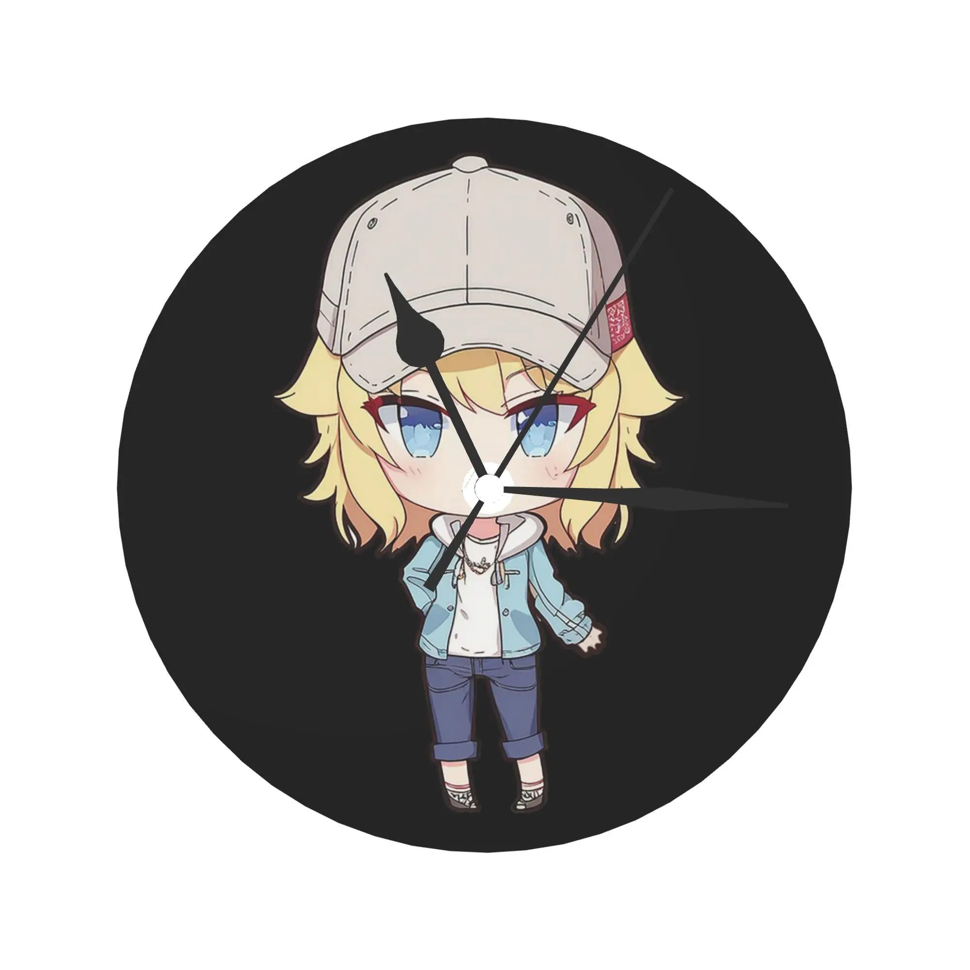 

im not short im just chibi маленькая девочка со шляпой Настенные часы Украшение комнаты Бесшумные круглые часы для спальни Гостиная Кухня Дома