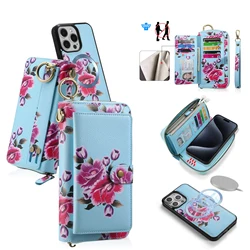 Wristband Cards Solt Wallet Leather Strap Phone Bag For iPhone 15 Pro Max 14 plus 13 12 mini 11 XS XR X 6 7 8 SE2022 RFID Pocket