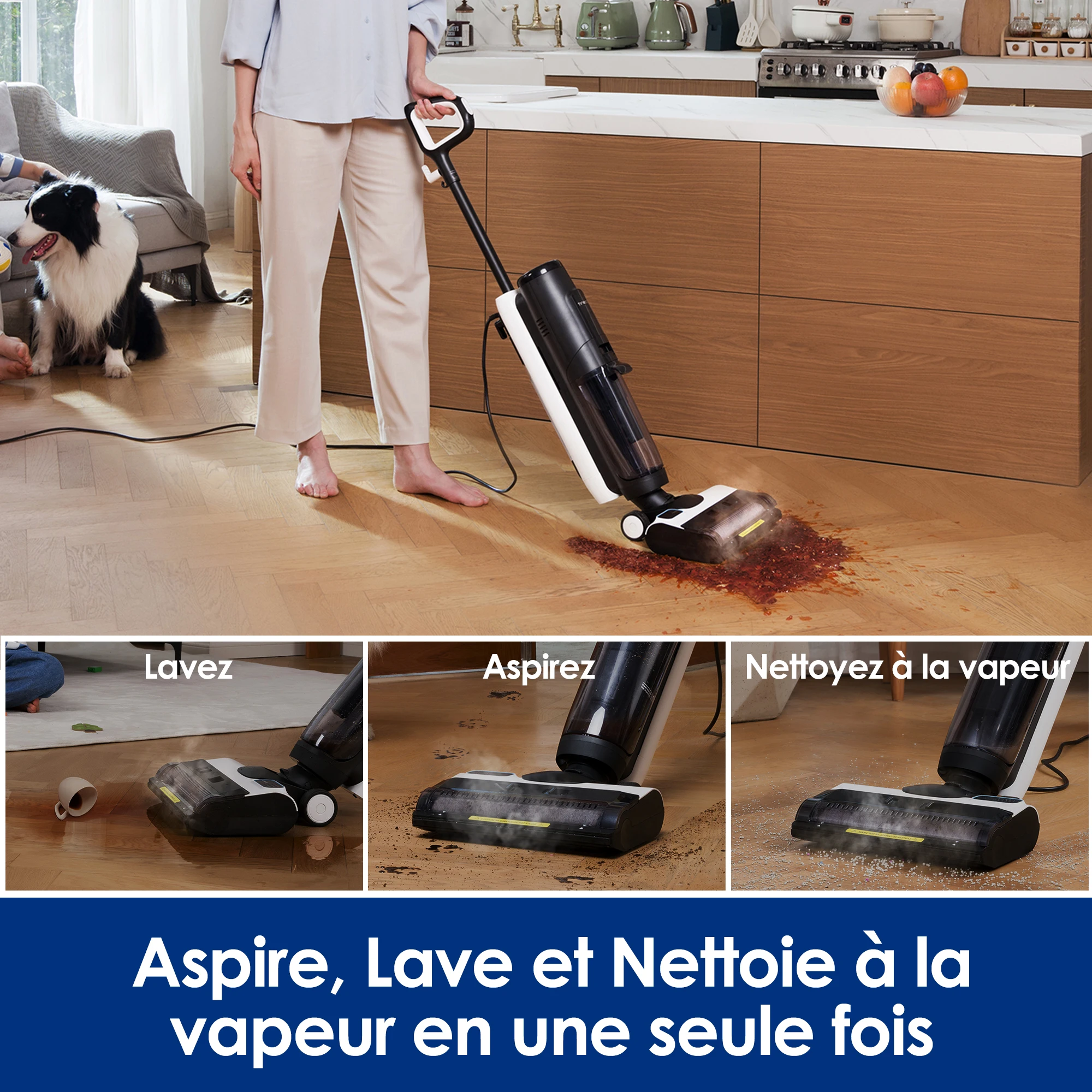 Tineco iFLOOR 5 Steam Wet Dry Vacuum All-in-one, Steam Mop Hardwood Floor Cleaner Great for Sticky Messes, 248℉ High-temp Steam