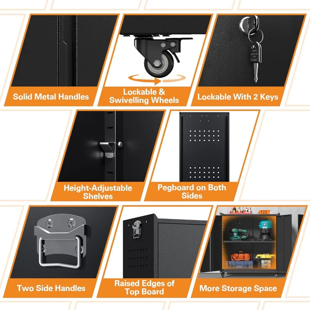 Portable Heavy-Duty Steel Tool Cabinet with Adjustable Shelves and Lockable Storage for Garage Organization
