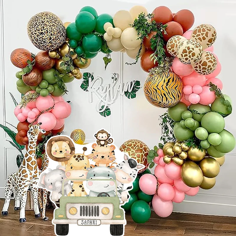 36inch Jungle Animal Jeep Foam Board Large Safari Car KT Board Wild One Birthday Backdrop Baby Shower Jungle Party Decor Cutouts