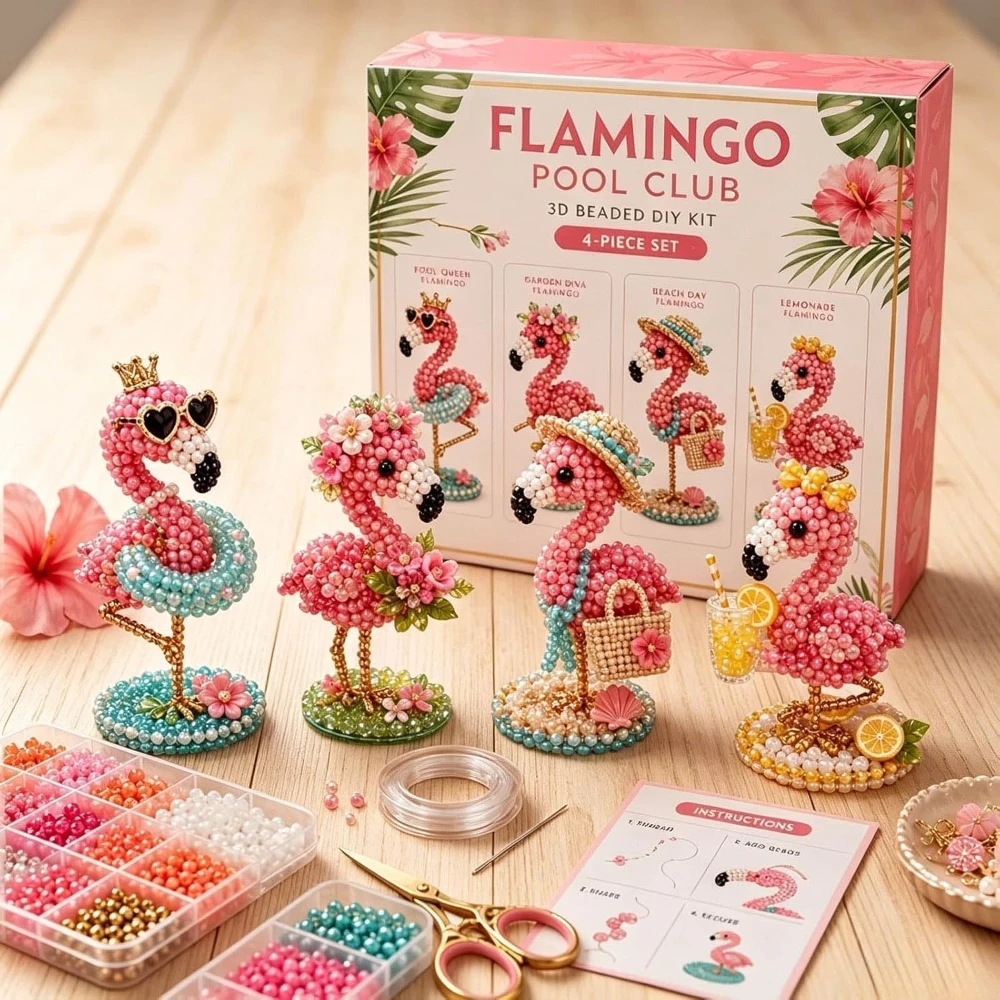 DIY 3D Creative Bead Embroidery Kits Complete Accessories Bead Embroidery Set Beadwork Crafts Kit for Adults Teens Beginners