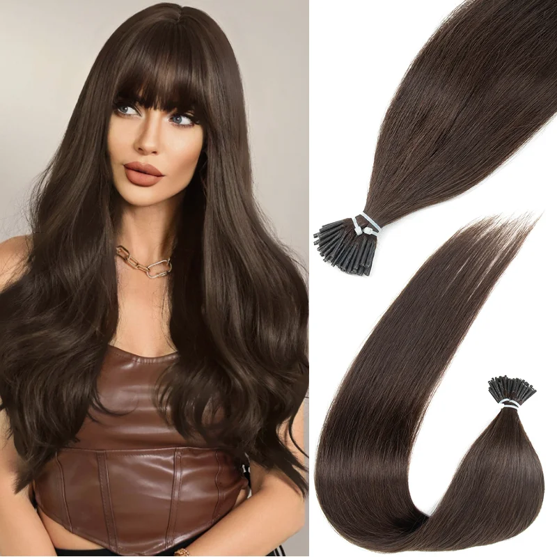 I Tip Remy Human Hair Extensions Keratin Bonded 30G Assorted Colors Natural Straight 12 Inch To 20 Inch  Hair Volume Length Upgrade For Styling