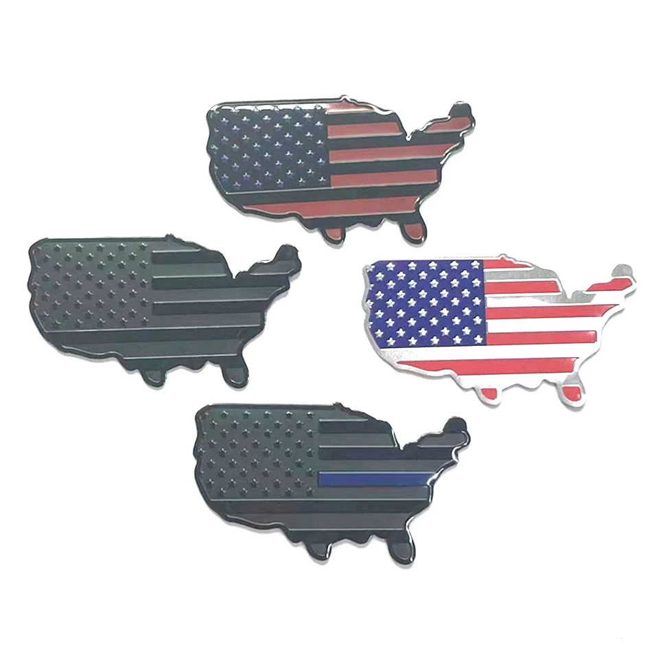 

3D Metal Decal Car Sticker Truck SUV American Map Flag Emblem Badge Decor 4 Colors CB-27