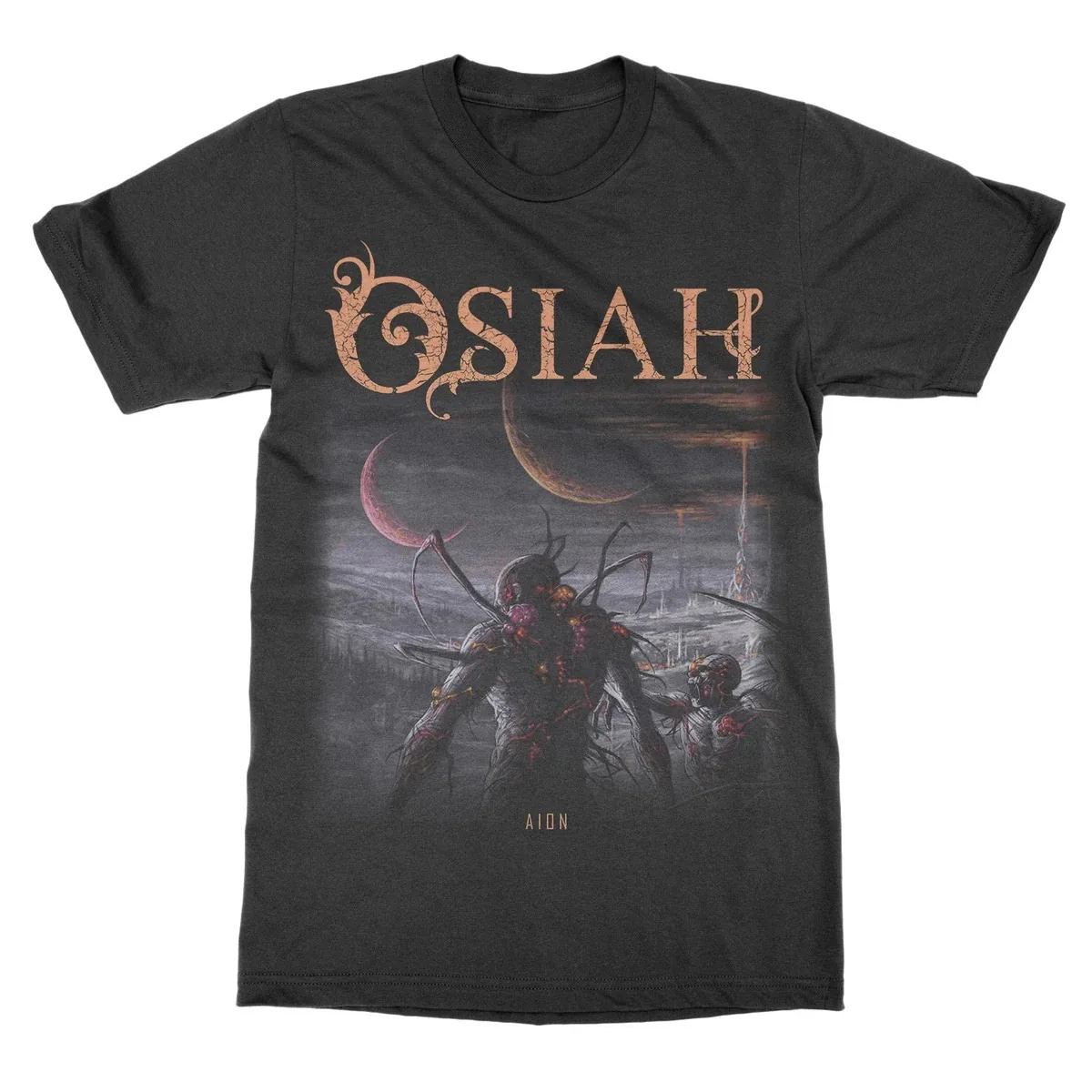 Osiah Macabre Sci‑Fi Graphic T‑Shirt Gloomy Post‑Apocalyptic Alien Motif Grotesque Parasitic Tentacle Monster Surreal