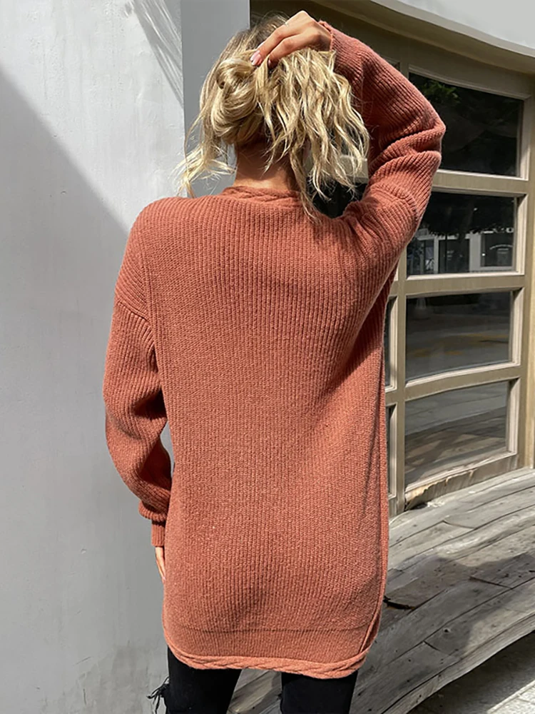 JIM & NORA  Autumn Knit Sweater Women Harajuku Loose 2023 Warm Cardigan Ladies College Casual Long Korean Simple Outwears Jacket