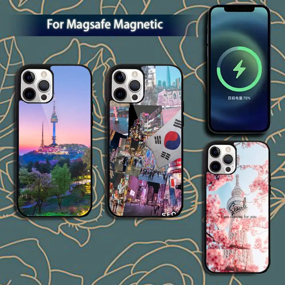 

South K-Korea -SEOUL Travel Phone Case For iPhone 17,16,15,14,13,12,11,Pro,Max,Plus,Mini,Magsafe,Magnetic Wireless Charging Case