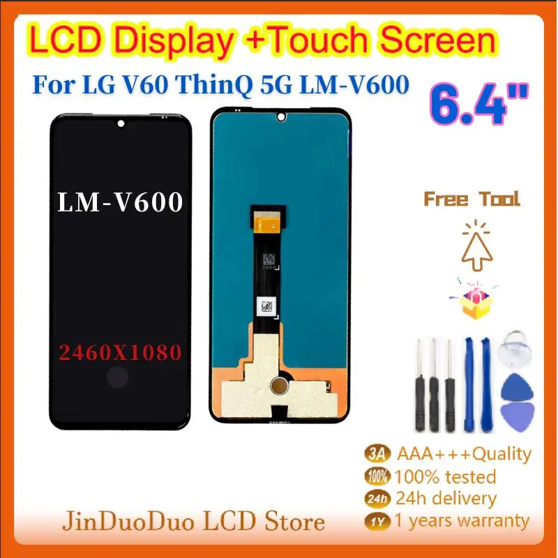 

Original LCD For LG V60 ThinQ 5G LCD Touch Screen Digitizer Assembly Replacement For LG V60 LCD LM-V600 A001LG LCD With Frame