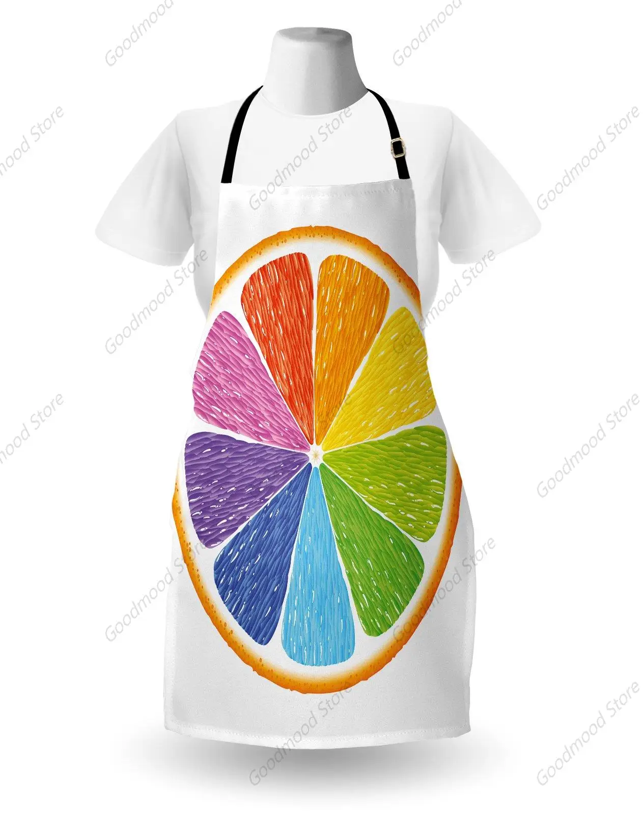 Colorful Apron, Rainbow Colored Orange Fresh Fruit Citrus Winter Season Food Diversity Equality, Unisex Kitchen Bib Apron