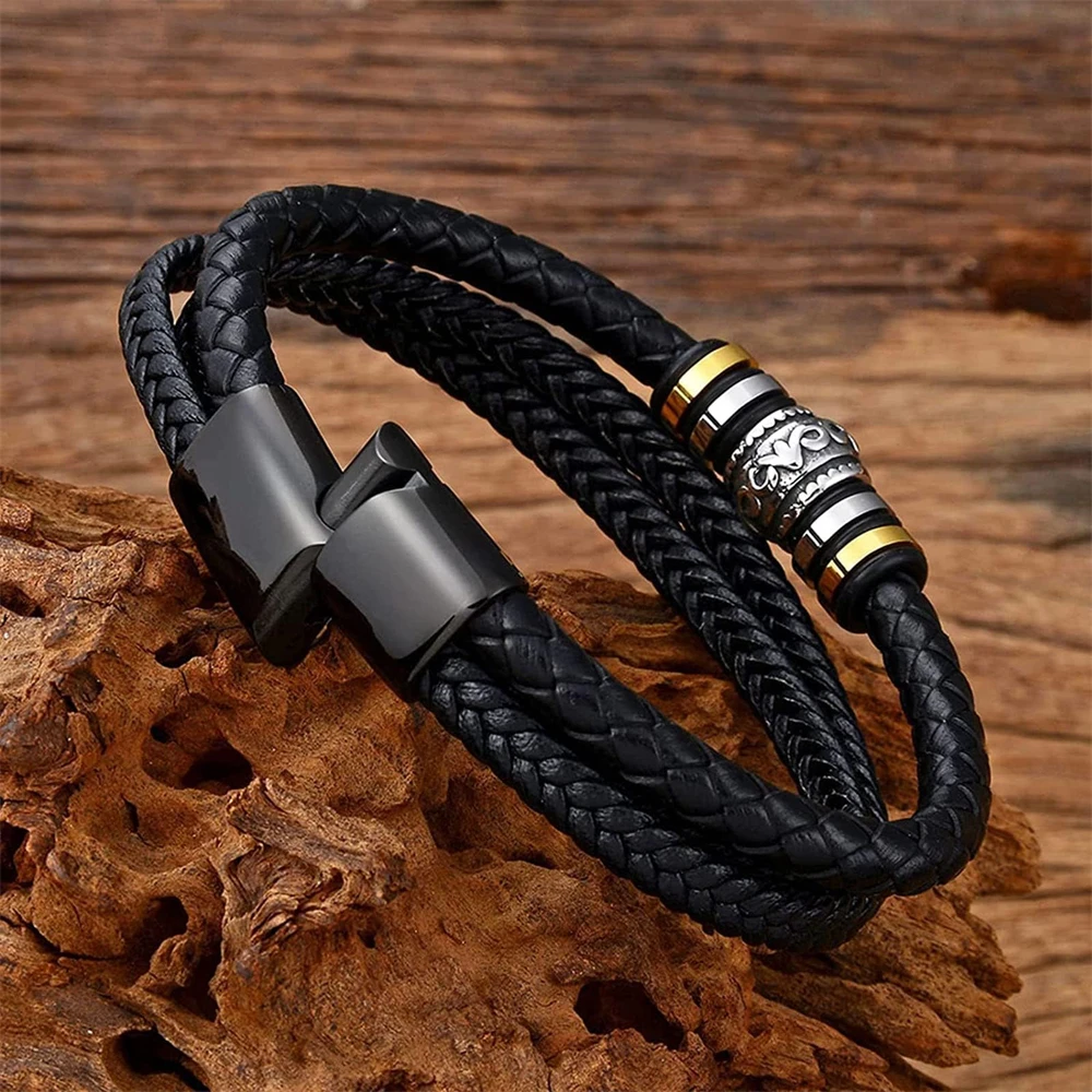 To My Grandson Braided Leather Bracelets for Men I Will Always Be with You Son Bracelet Gift from Grandfather Love You Forever