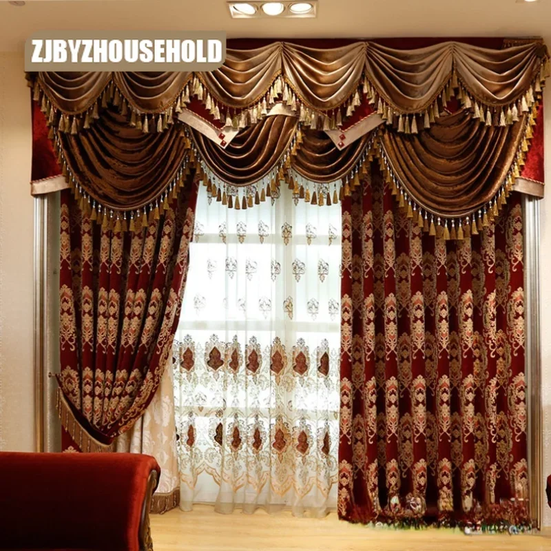 

Luxury European-style Chenille Wedding Curtains for Living Dining Room Bedroom High Shading Rate Curtain Custom