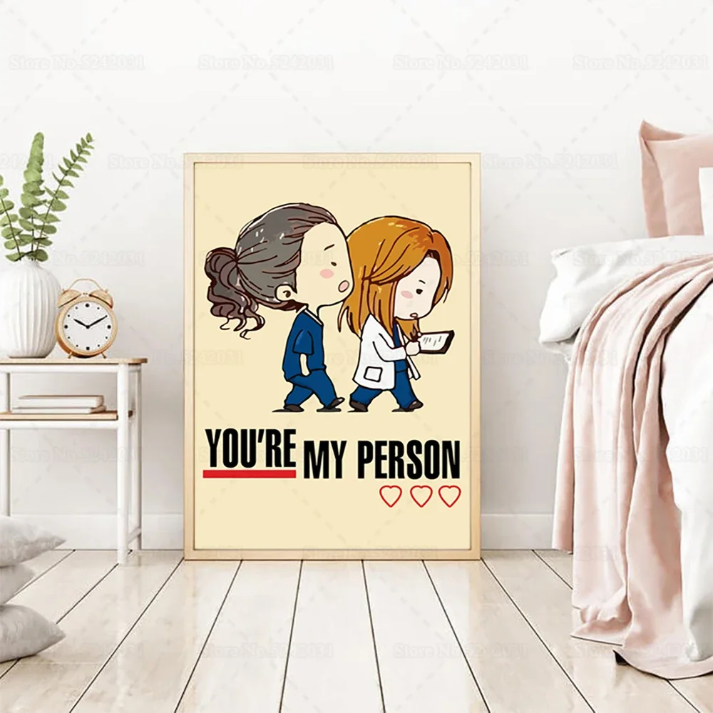 Greys Anatomy Poster You Are My Person Funny Cavans Painting for Friend Gift Wall Art Decor