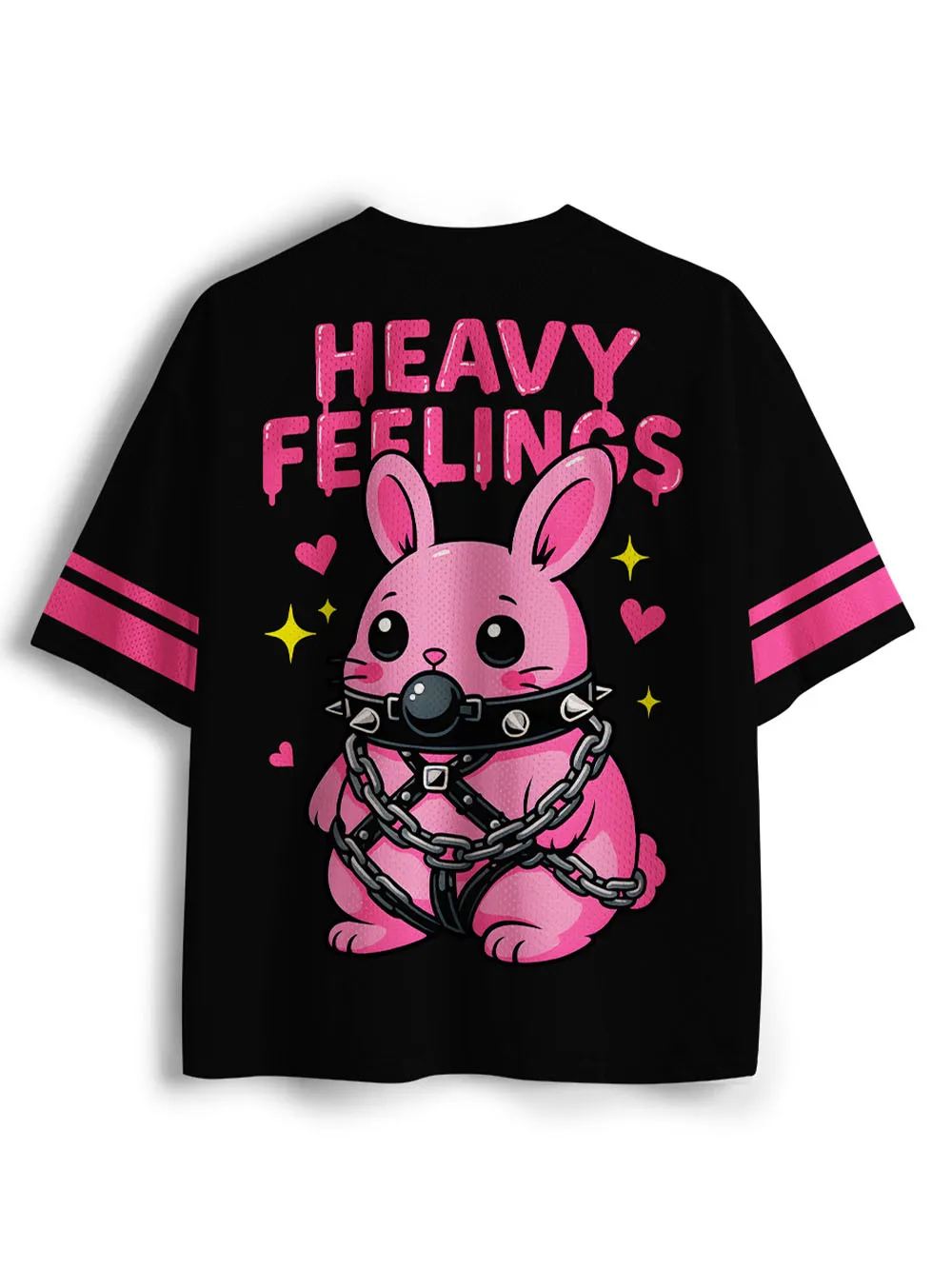 2026 New Heavy Emotional Rabbit Print Fashionable Street V-neck Mesh Quick Drying Casual Trend Outdoor Sports Summer T-shirt