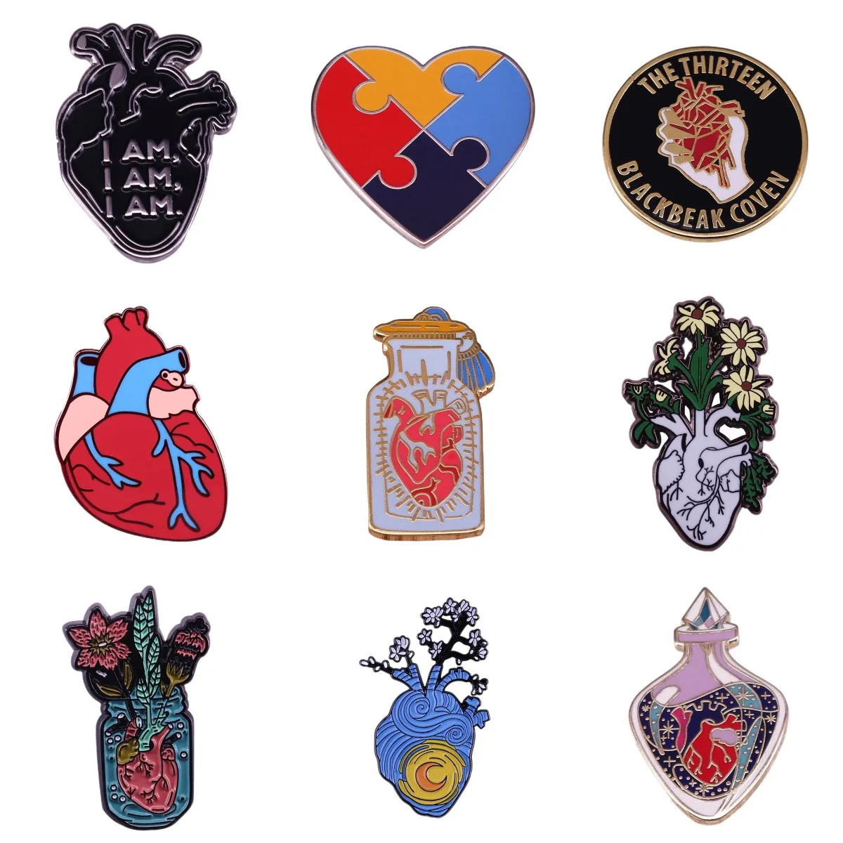 Hard Enamel Pins Heart Medical Organ Anatomy Lapel Brooch Health Awareness Badge Gothic Art Doctor Nurse Jewelry Gift Wholedsale