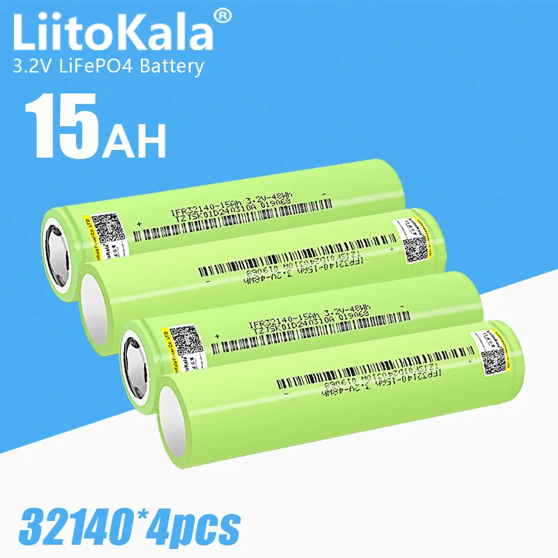 4pcs LiitoKala 32140 3.2v 15Ah lifepo4 battery 3.2V Cells diy 12v 4S 24V 36V ebike electric scooter Tricycle power tools Battery