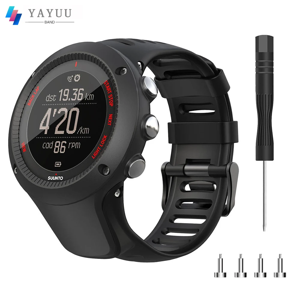 YAYUU Pasek od zegarka Dla Suunto Ambit 1/Ambit 2 2R 2S/Ambit 3, wymienna bransoletka silikonowa dla Suunto Ambit 3 Sport/3 Run/3 Peak