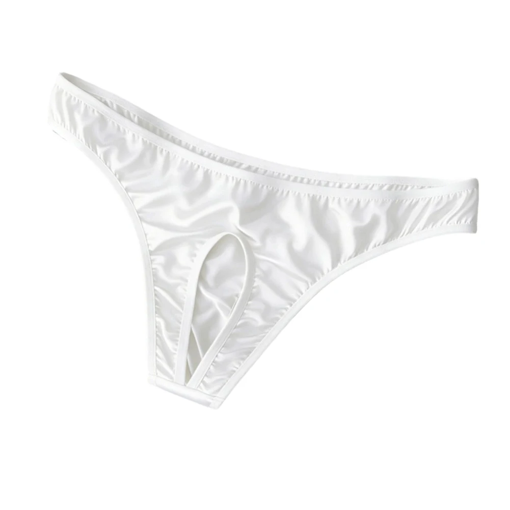 

Мужские трусы-стринги из ледяного шелка с вырезом спереди, эластичные, эротические, японские, с открытой промежностью, для геев и сисси