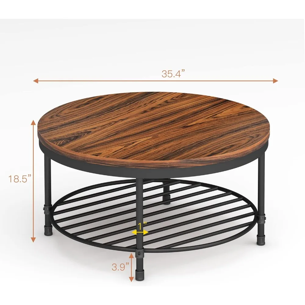 طاولة قهوة صناعية حديثة مع سطح خشبي ريفي وأرجل معدنية قوية لغرفة المعيشة واستخدام طاولة نهاية طبيعية