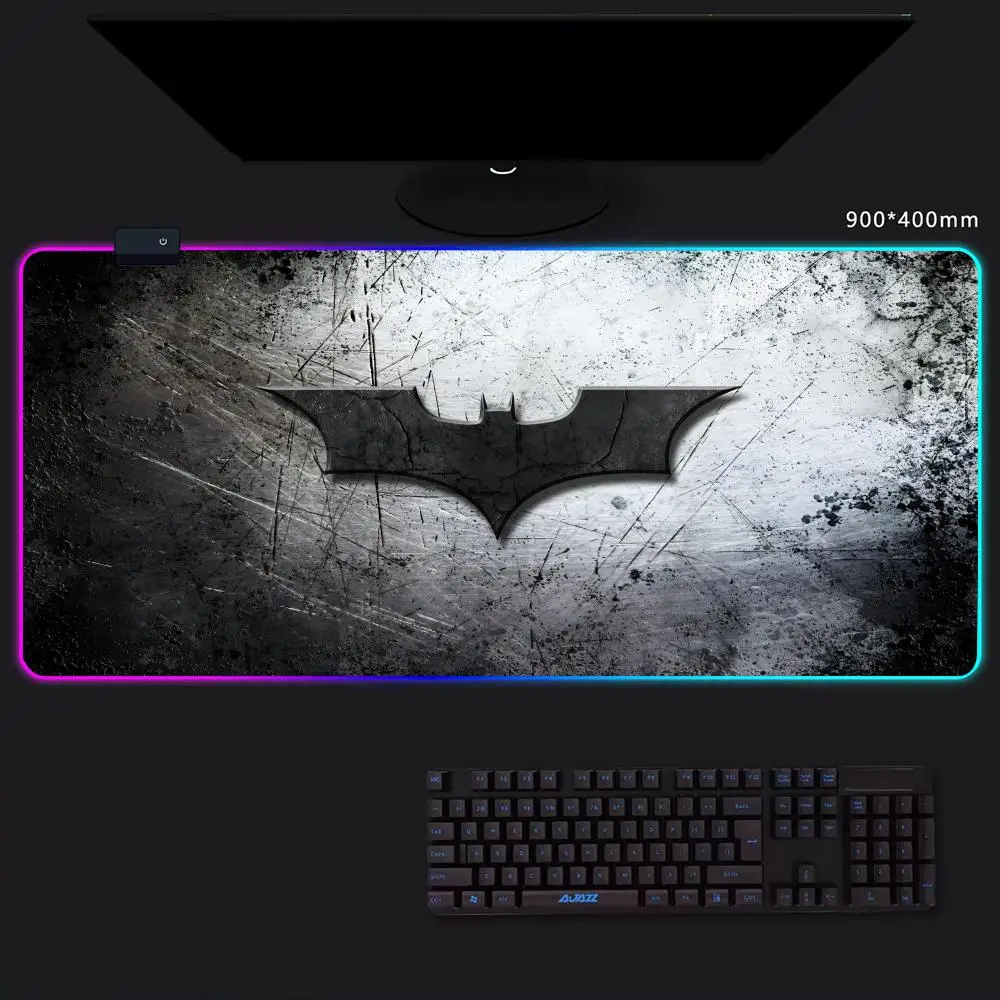 B-Batman Hero Logo   Mouse Pad Game Player RGB Pc Gamer Boys like PS5 Keyboard LED Glowing mause pad Mats Rubber