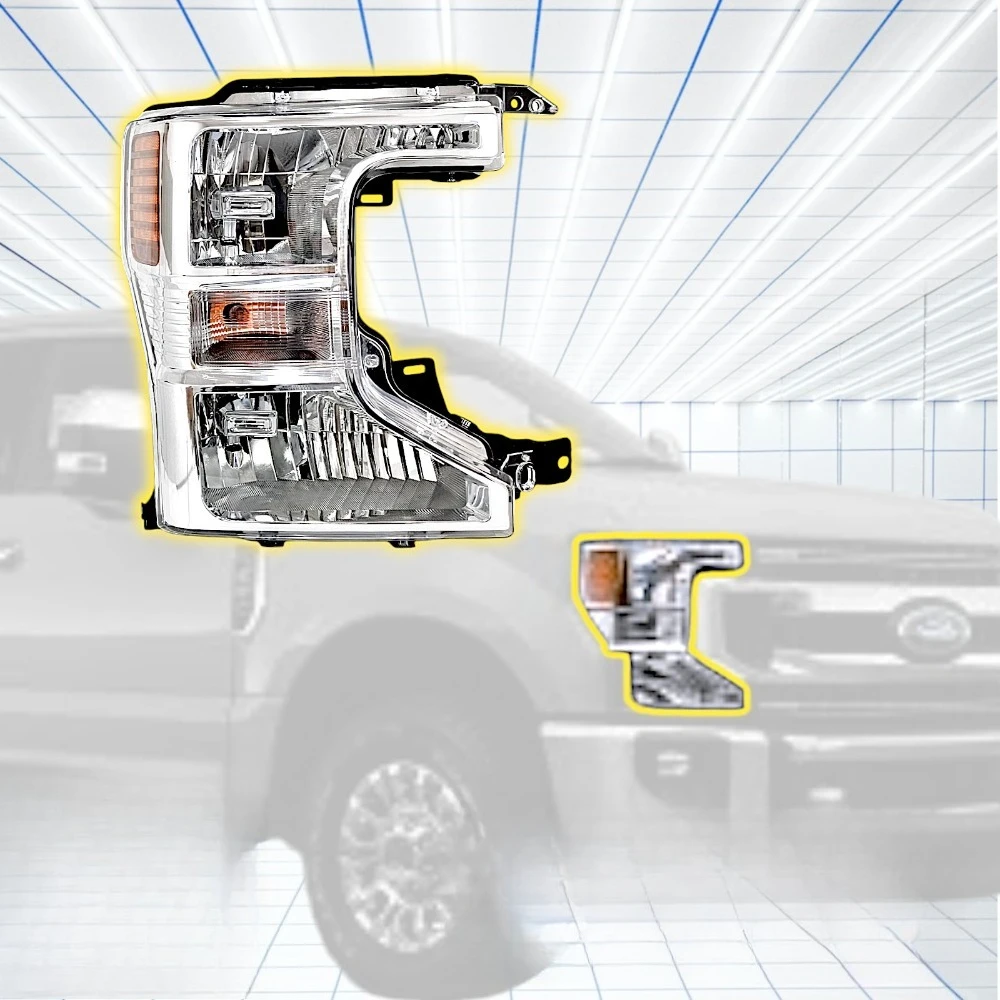 

For 2020-2022 Ford Super Duty F250/350/450 Passenger Halogen Headlight Chrome RH