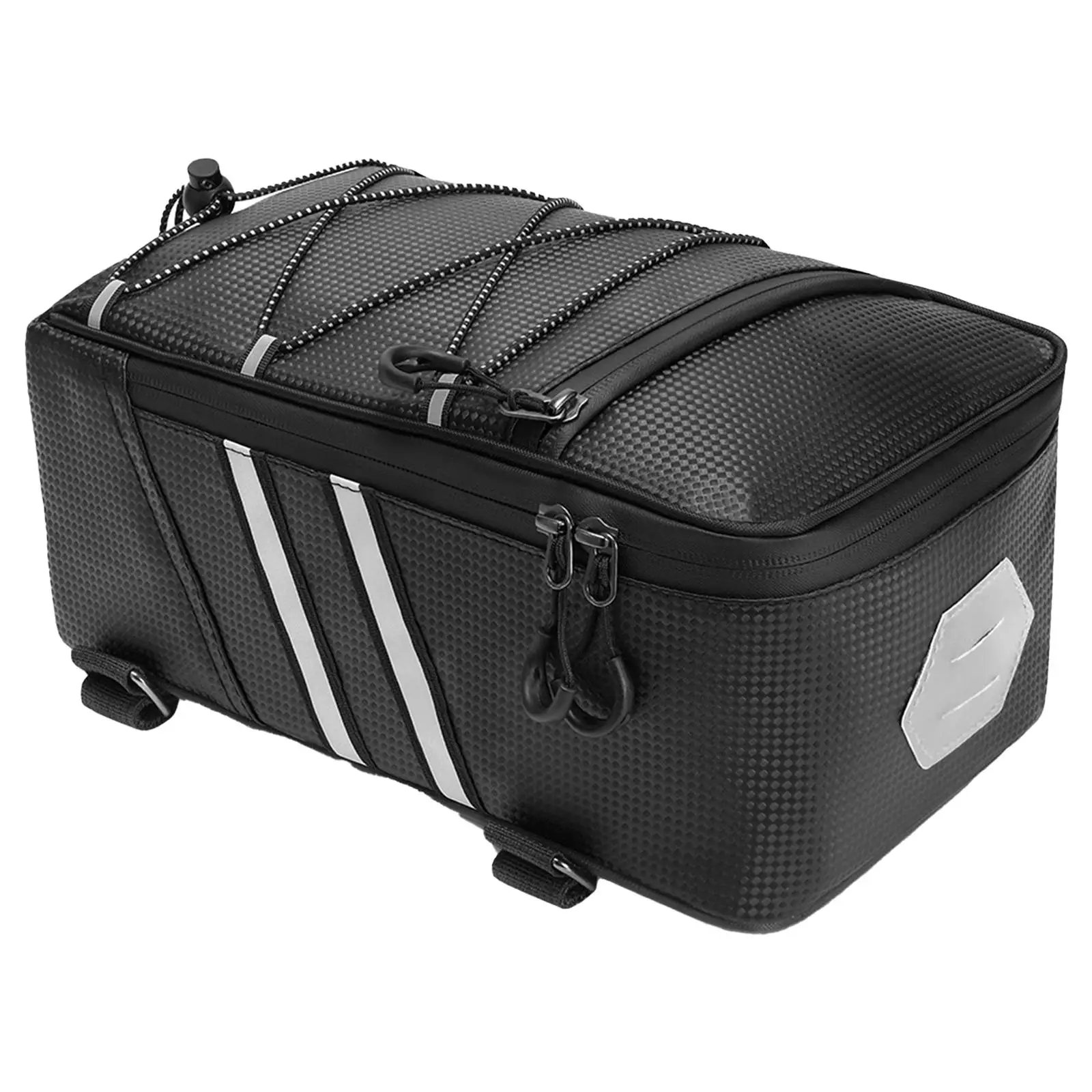 حقيبة الرف الخلفي للدراجة، حقيبة صندوق الدراجة، سعة 8 لتر، سحاب من جلد البولي يوريثان