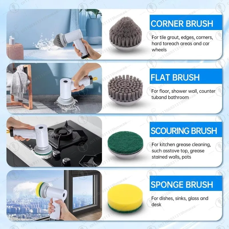 

Household Kitchen Dishwashing Brush USB Bathroom Rotary Scrubber Sink Electric Scrubber