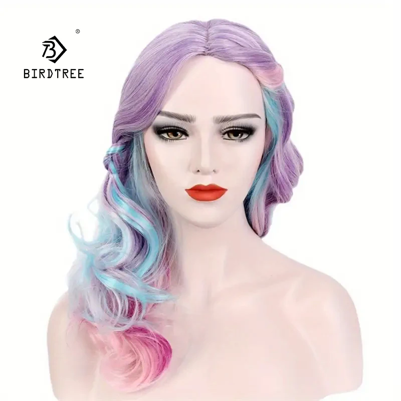 Colorful Holiday Wigs With Elegant Wavy Anime Hairstyles: Perfect For Holiday Gatherings, Role-playing And Celebrations J47801S