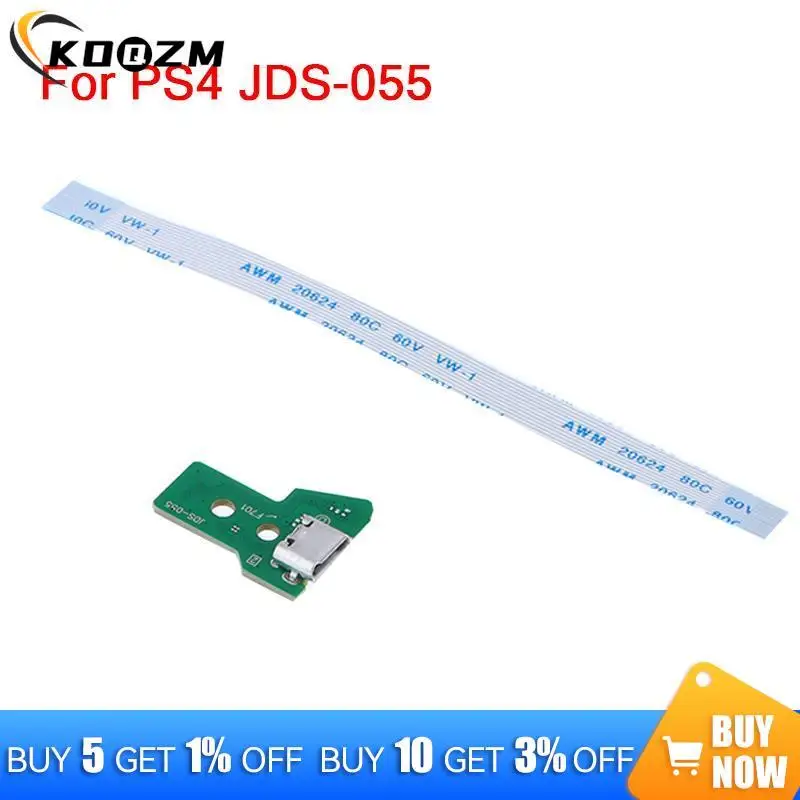 1Pc For JDS-055/050 USB Charging Port Socket Board 12 Pin Flex Ribbon Cable With PCB Board Micro USB For PS4 Controller